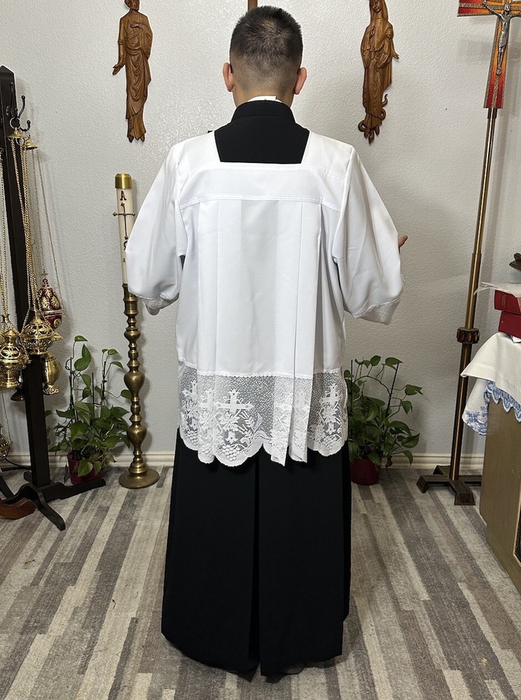 White Surplice With Lace Sur0010