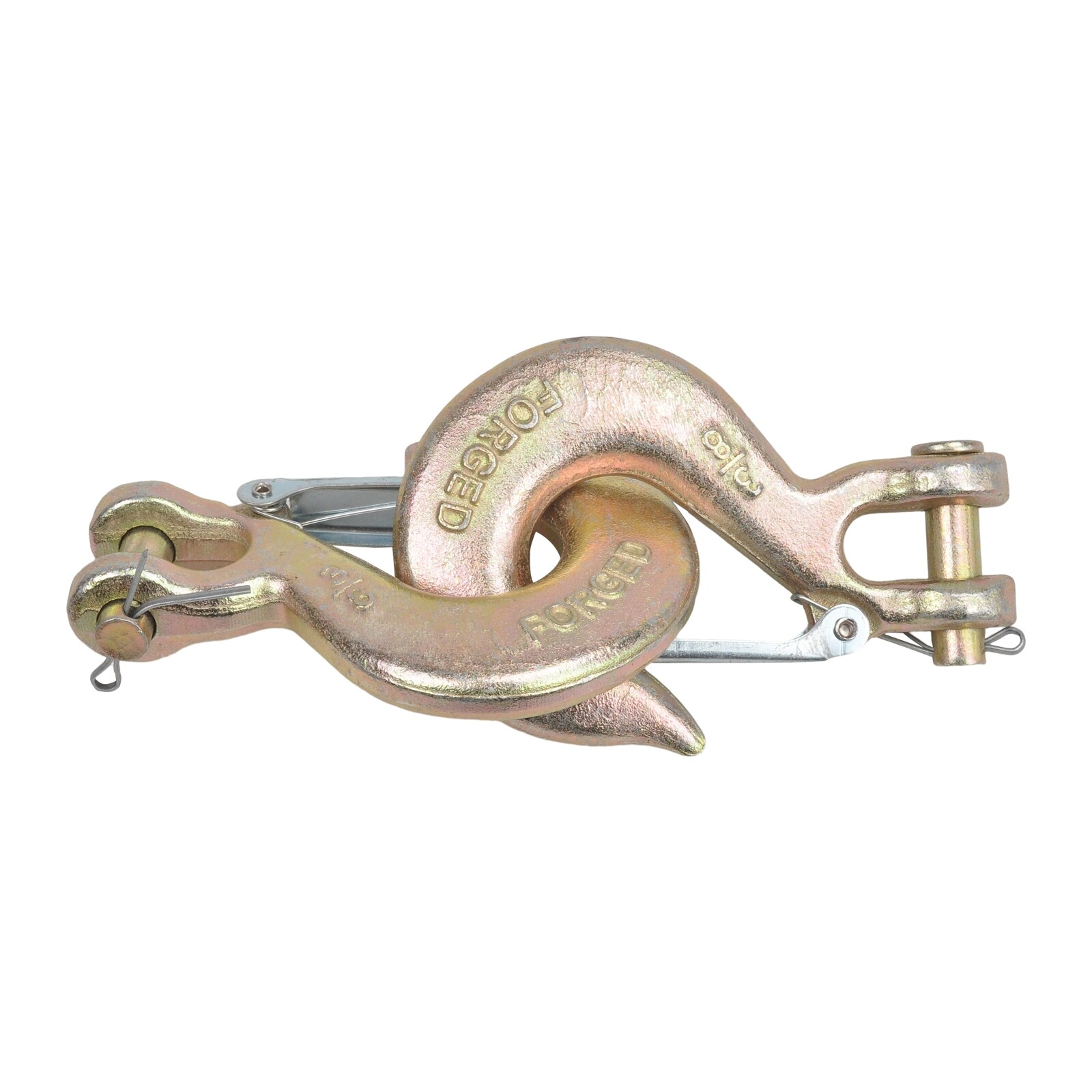 (2) 3/8" Grade 70 Steel Heavy Duty Forged Clevis Slip Hook With Safety Latch