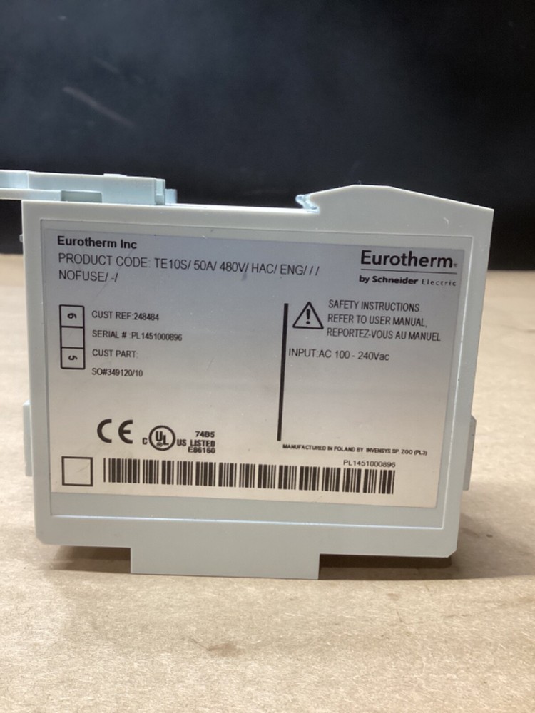 Eurotherm TE10S Single Phase Solid State Relay Input: 50A #120M12