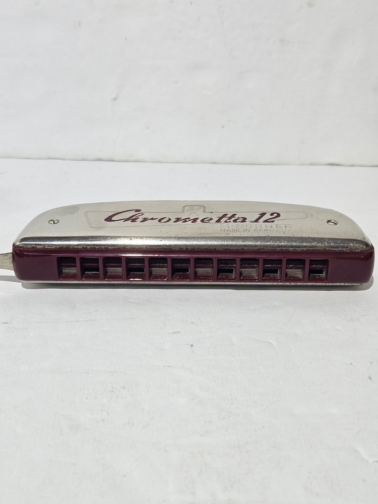 Vintage M HOHNER “Chrometta 12” Slide Harmonica with Original Case