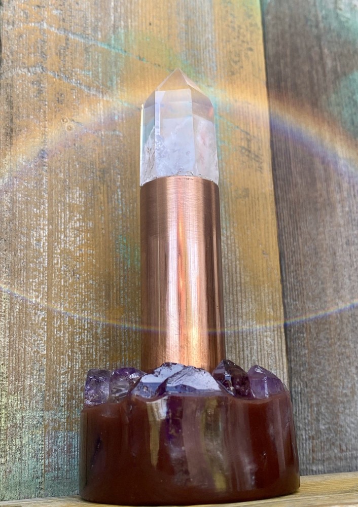 Orgone Cloudbuster with Quartz Crystal Scepter Point & Copper Pipe