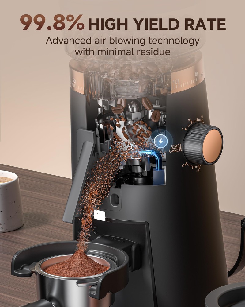 AMZCHEF Single Dose Coffee Grinder – 75 Settings 75 Grind Settings, Black