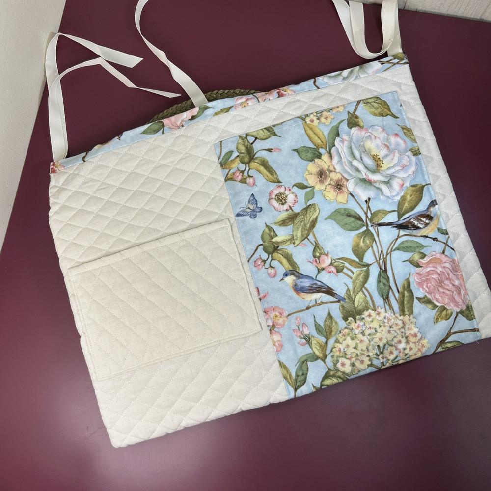 Handmade Walker Side Bag Multi Pocket Storage Pouch for Folding Walker Birds