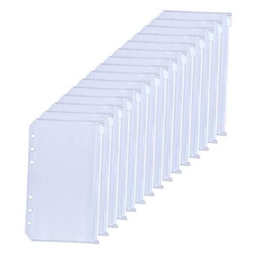 15PCS Binder Pockets 6-Hole Budget Envelopes Planner Inserts for 6-Ring A6