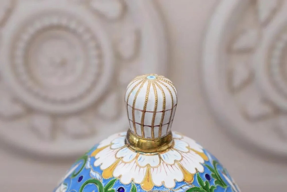 Very Large Silver Egg - Enamel and Gilded Egg - Antique Silver Art Work