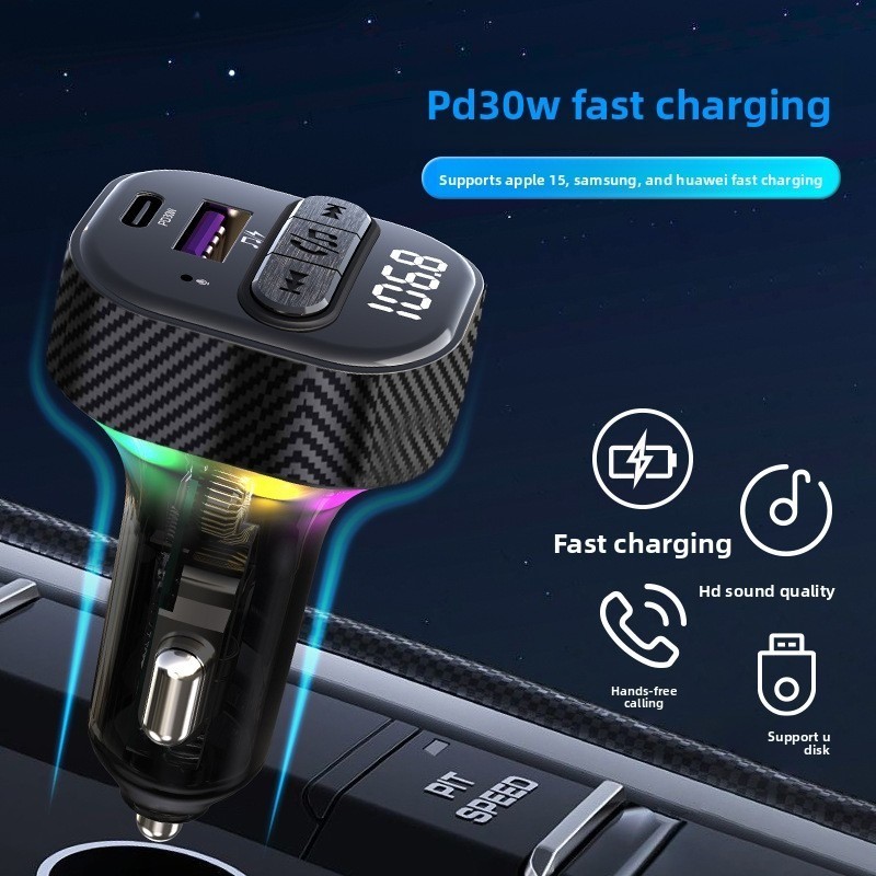 Hands-Free Bluetooth FM Transmitter MP3 Player PD Fast Car Charger