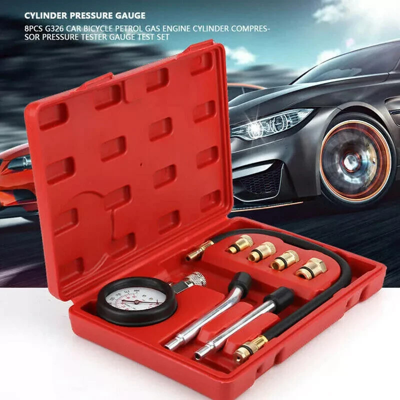Engine Cylinder Compression Gauge Tester Kit Gas Engine Diagnostic Testing Tool.