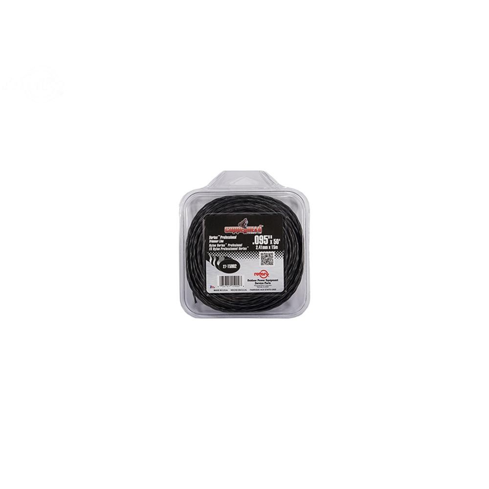 One String Trimmer Line Black Vortex 50' Long 0.095" 15902 for Weed Wackers