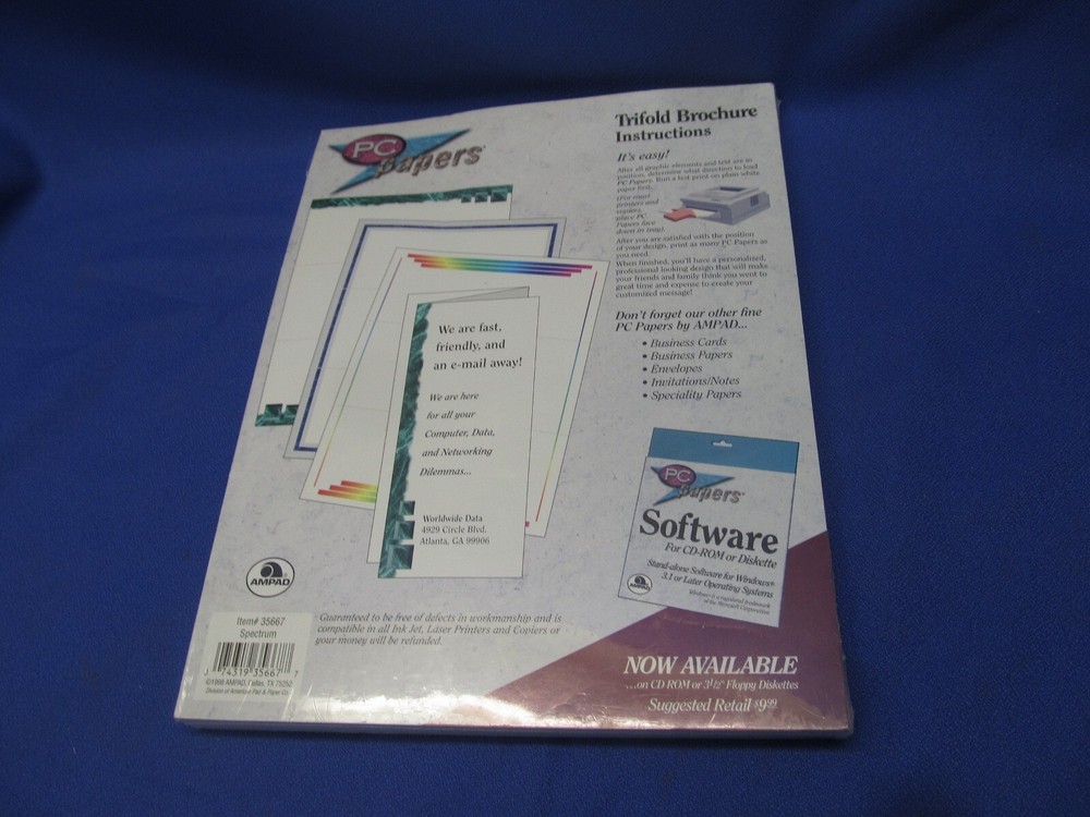 NOS Vintage PC Papers Tri-Fold Computer Printer Paper