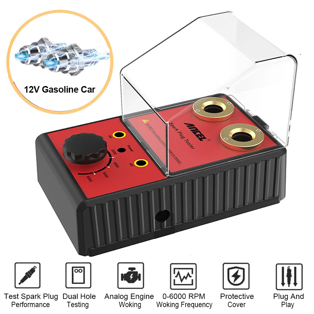 ANCEL ® Ignition Spark Plug Tester Dual Hole Ignition Analyzer Tool US Plug