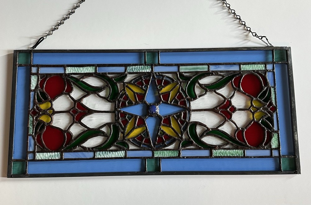 Handcrafted Compass Rose Stained Glass Panel