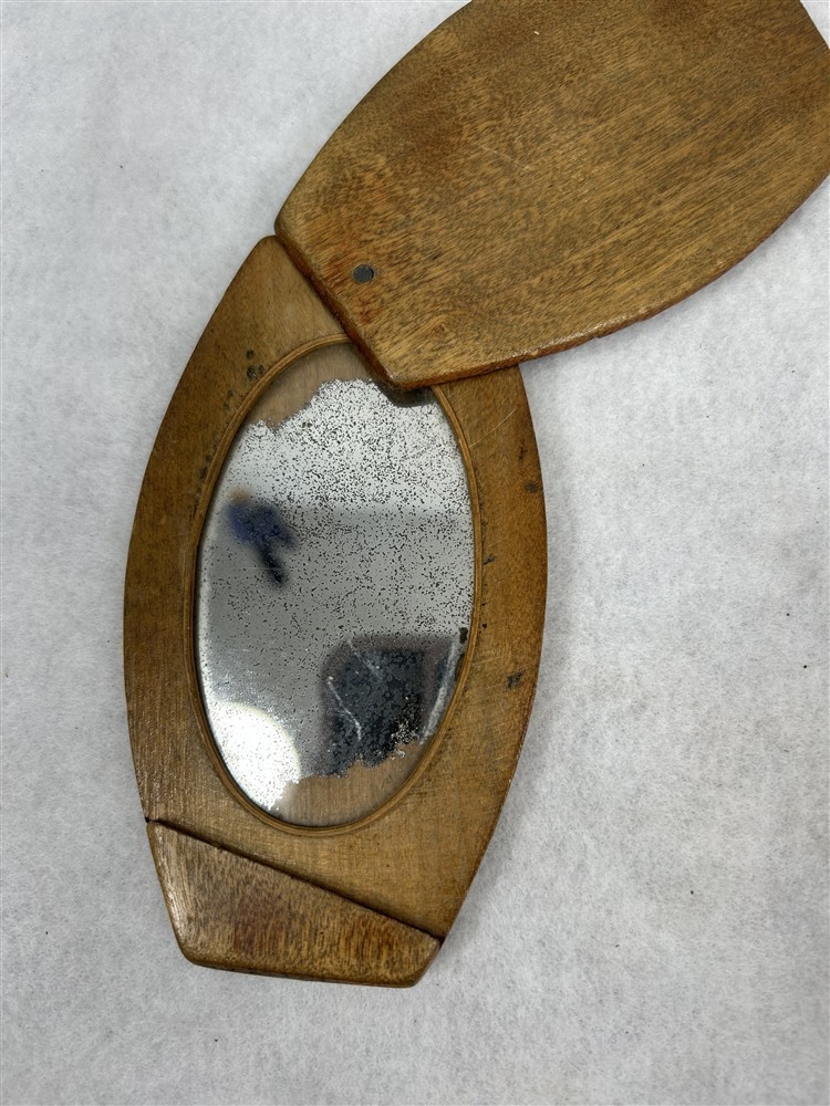 antique mirror folding travel Civil War wood case 5 x 3 x 3/8 original mid 1800