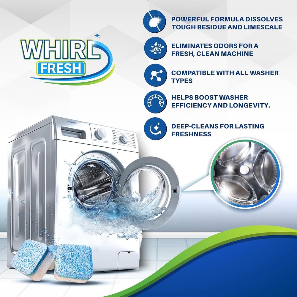 Washing Machine Cleaner Tablets, 24 Pack–Deep Cleaning Tablets for Top & Front