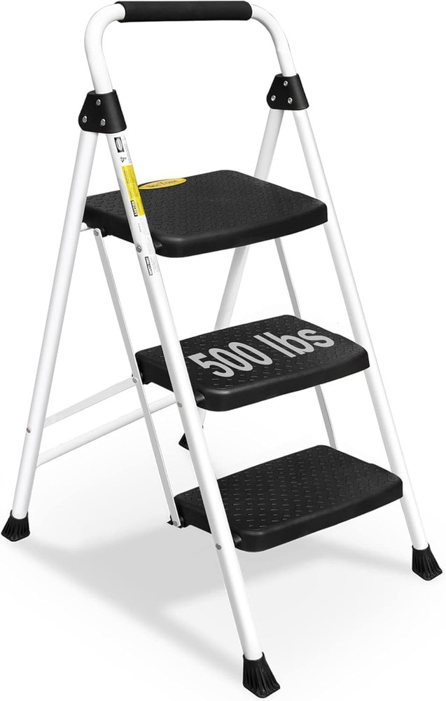 SocTone 3 Step Ladder, Folding Step Stool for Adults with Handle,
