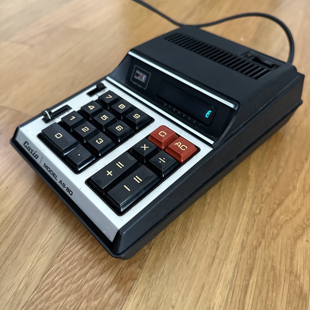 Casio Model AS-8D Vintage Calculator/Adding Machine tested with case