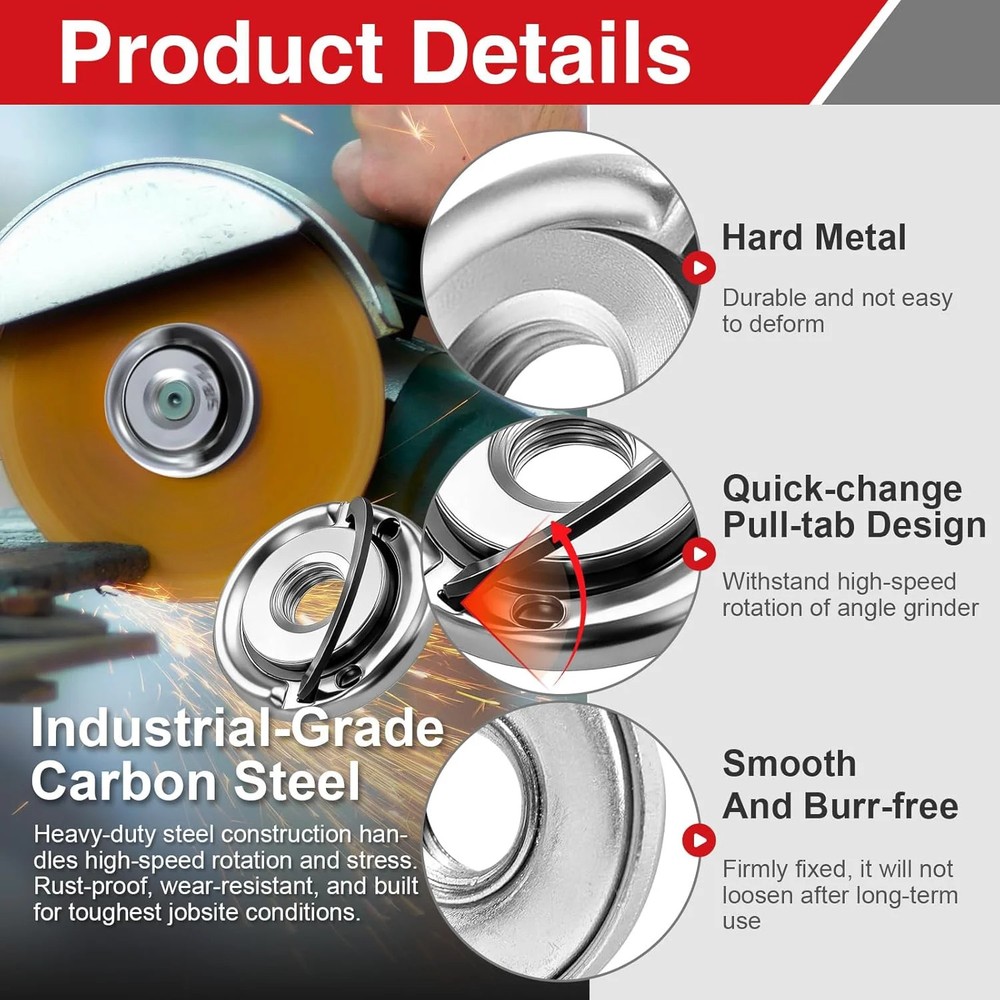 2 Pcs 5/8- Angle Grinder Flange Nuts with 5/8- Inch Thread, Quick Change Lock...