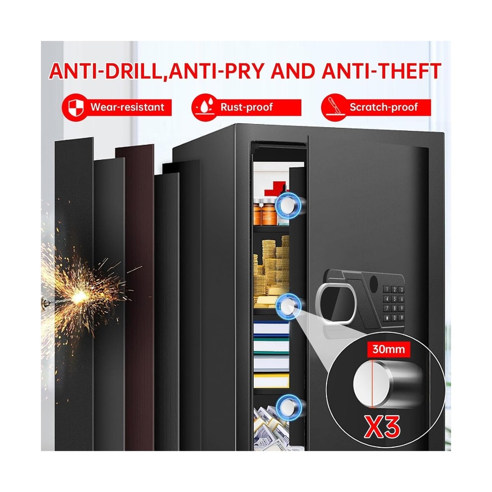 5.0 Cuft Large Document Safe Fireproof Waterproof, Anti-Theft Fireproof Safe ...