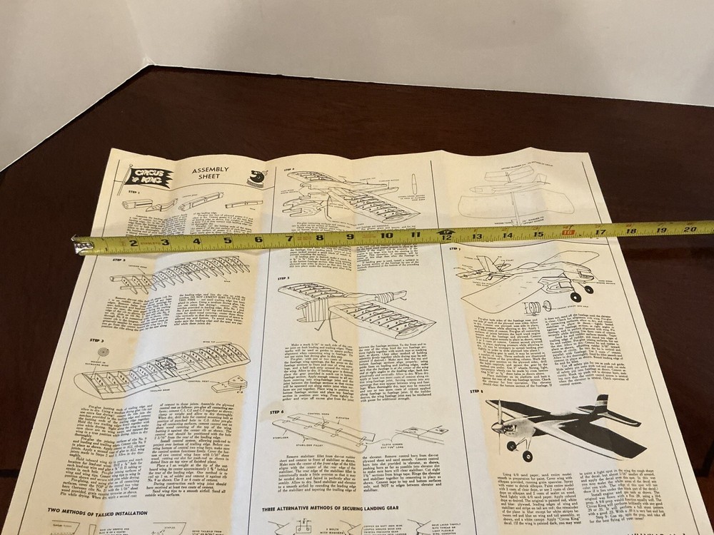 Vintage Circus King Control Line Model Assembly Instructions