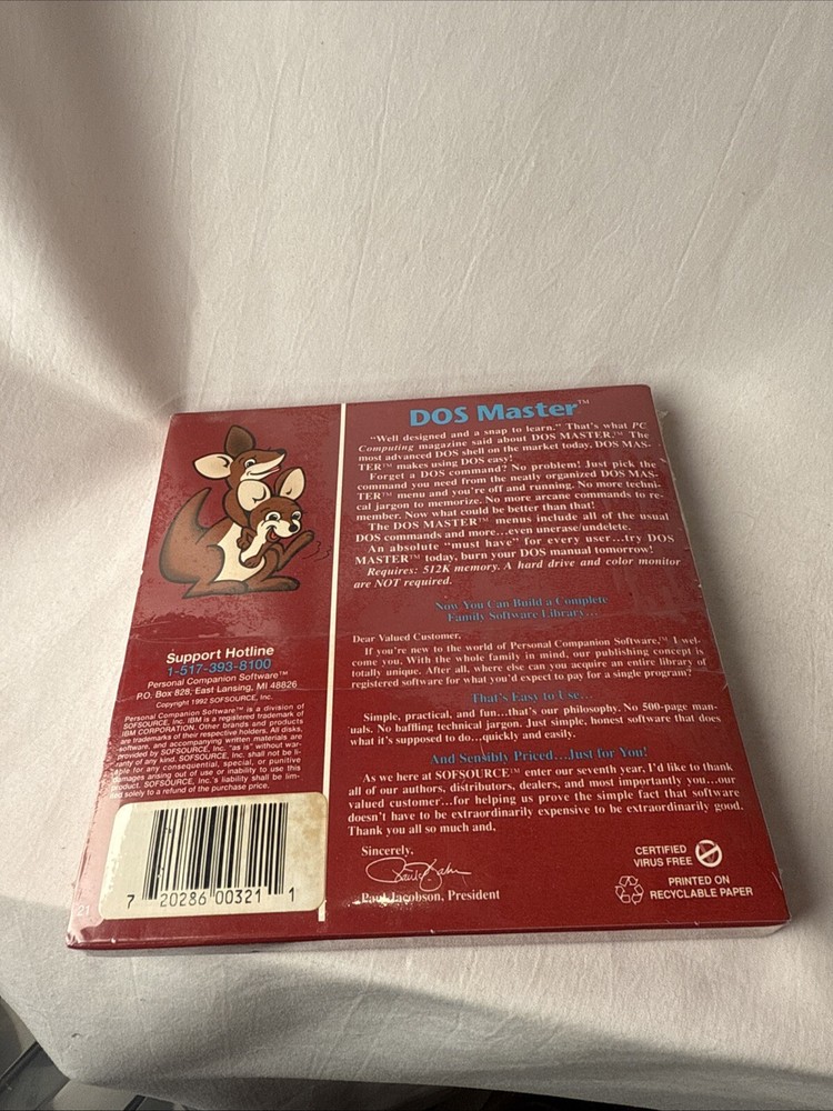 DOS Master By Steve Green 3 1/2” Pc Program
