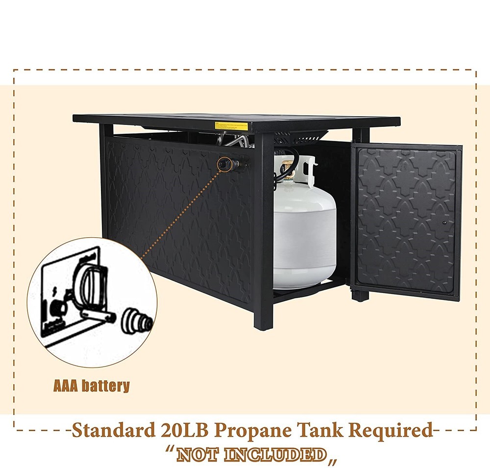 Propane Gas Fire Pit Table 45 Inch 50000BTU Rectangular Outdoor Firepits w/ Lid