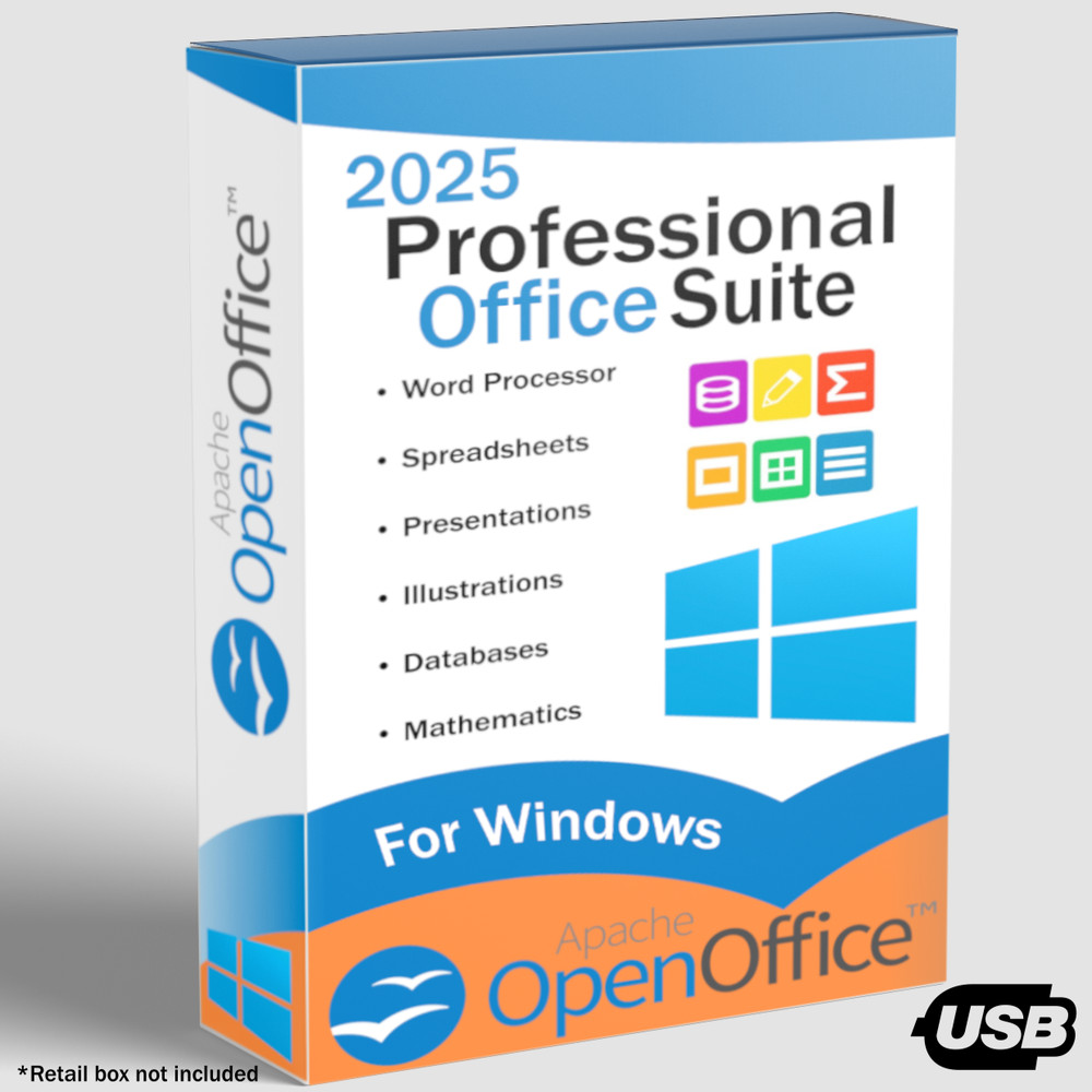 Open Office Software Suite for Windows USB Word Processing Home Student Business