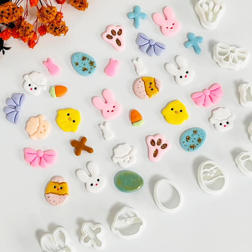 Easter Polymer Clay Cutters Set – 10Pcs Clay Earring Cutters for Easter Eggs, Bu