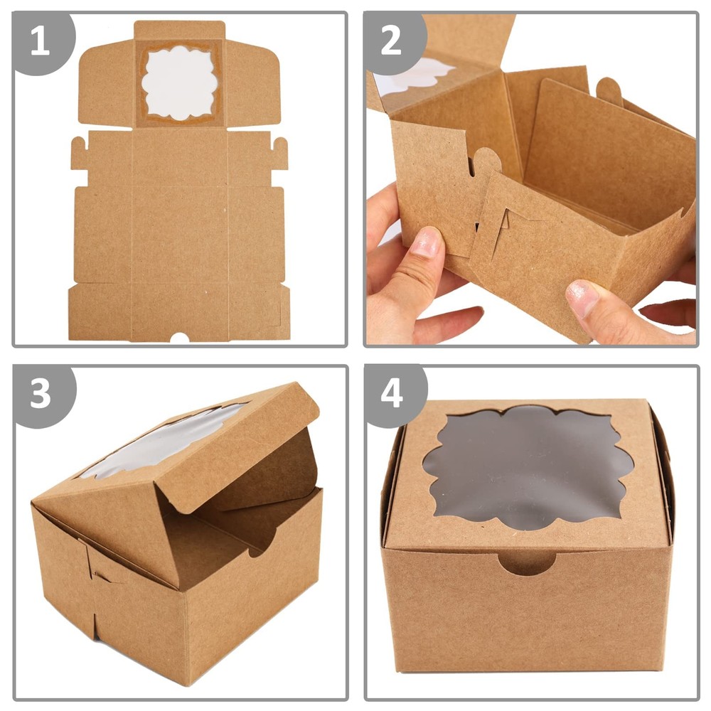 50pcs Cookie Boxes with Window Bakery Boxes Small Treat Boxes Mini Pie Boxes ...