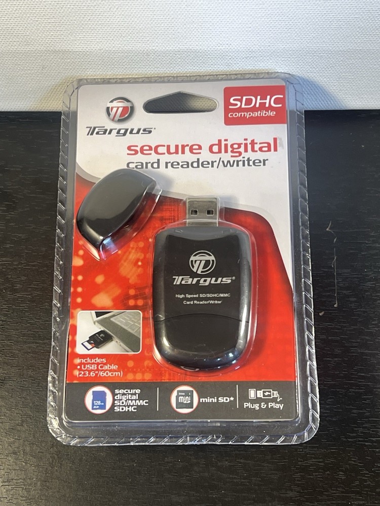 Targus Secure Digital Card Reader/Writer SDHC SD, model TGR-SD20 w/USB Cable