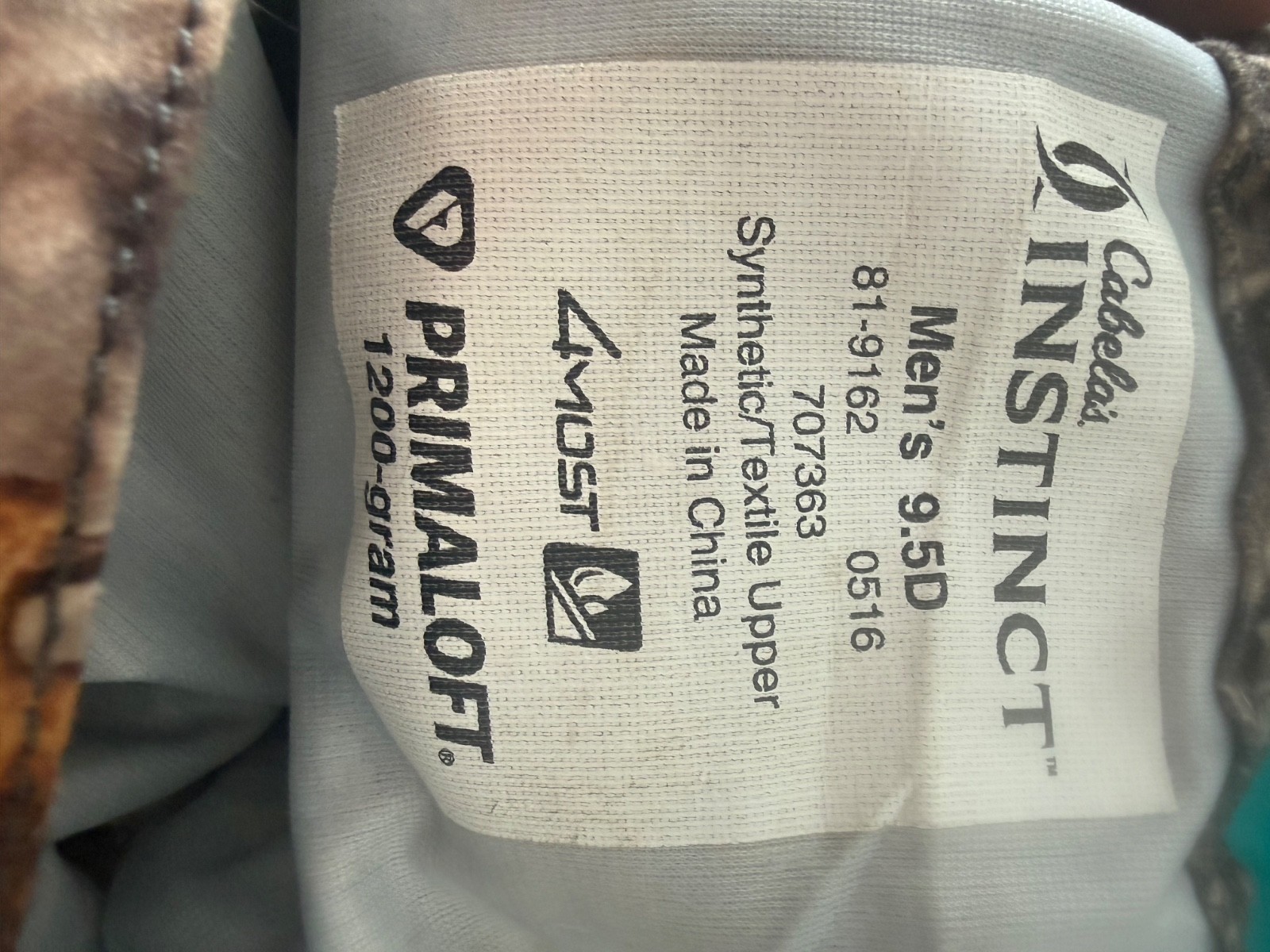 Cabela's Instinct Lynx Waterproof Winter Boots Men's 9.5D Camo