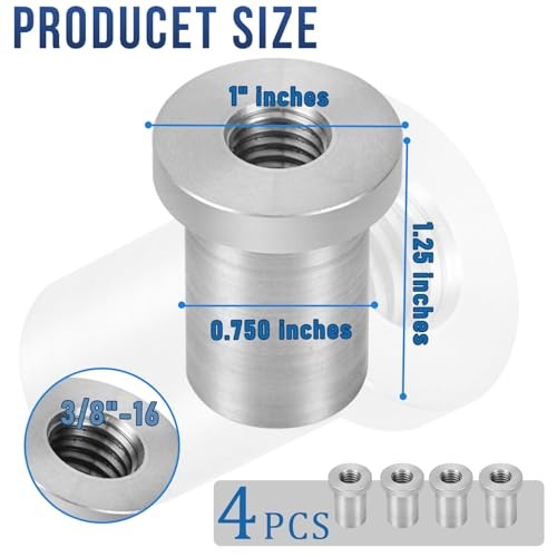 Weld-On Nut,Thread Long Threaded Stepped Bung Female Weld Nut 3/8"-16 4-Pack