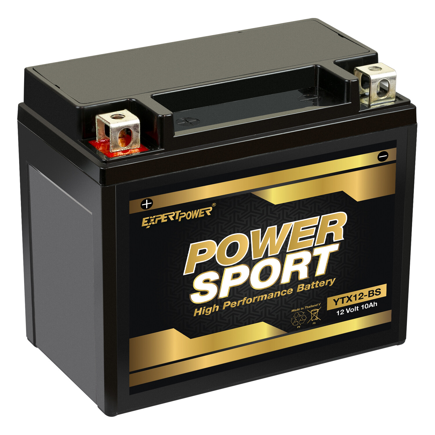 YTX12-BS 12V 12Ah Rechargeable Powersport Battery, 210 Cold Cranking Amps