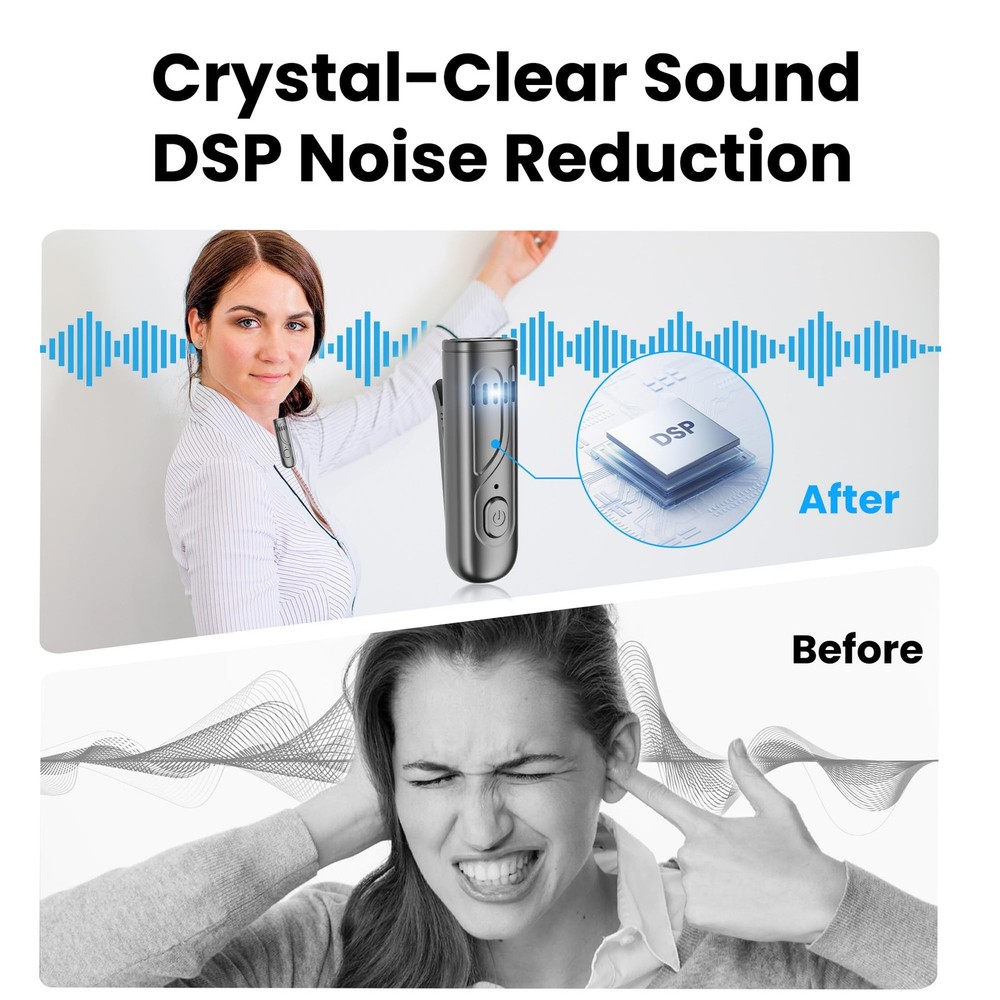 Voice Amplifier Wireless Microphone with Bluetooth Lavalier, Portable Microph...