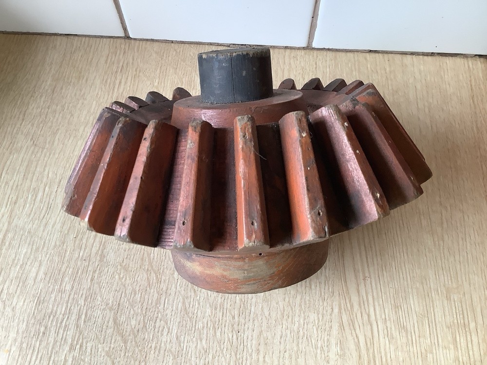 Antique wooden foundry casting cog wheel pattern