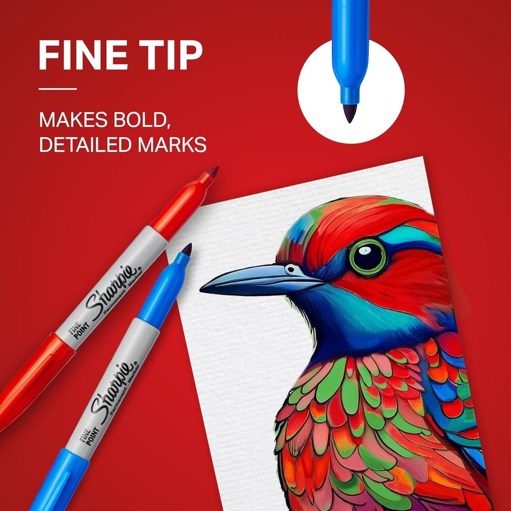 Permanent Markers, Fine Point, Assorted Colors, 24 Count