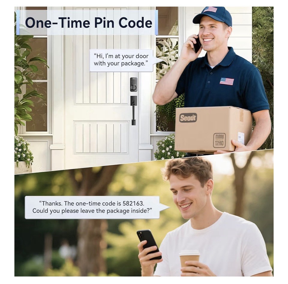 Fingerprint Keypad DeadboltFront Door Lock Set, App Control, Auto Locking