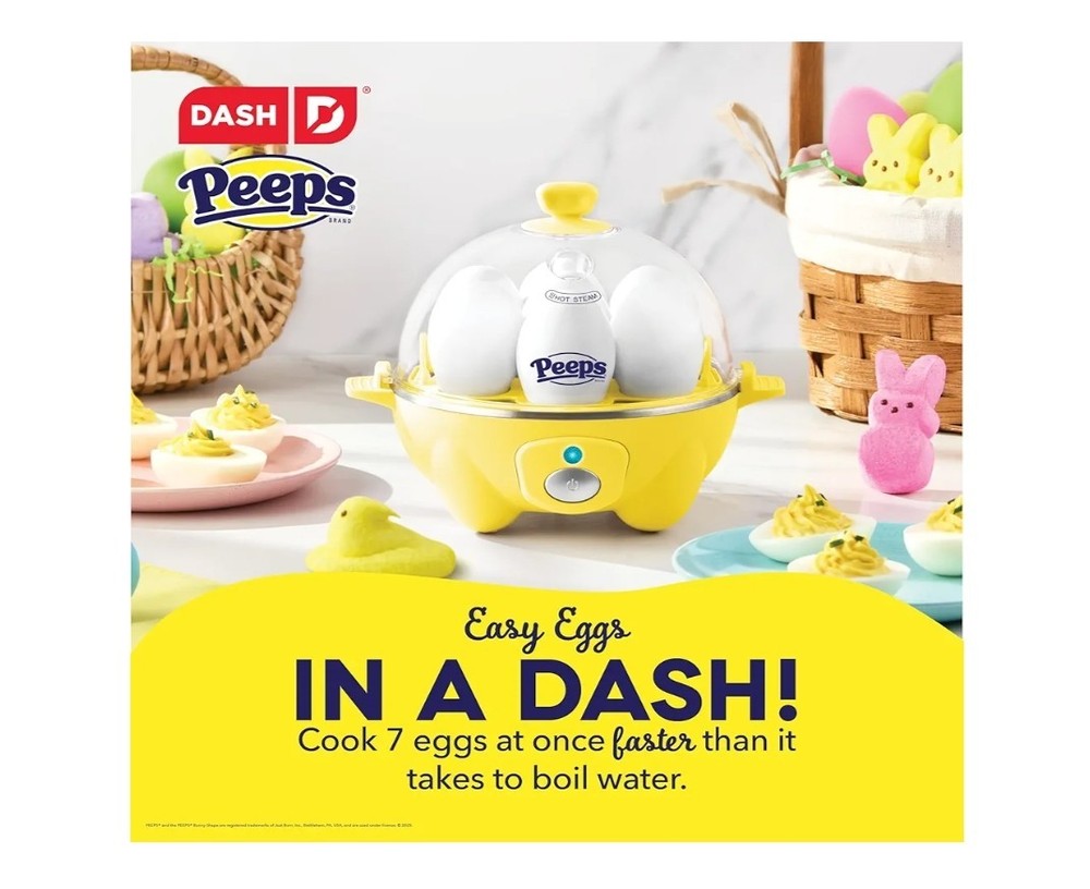 PEEPS DASH Rapid Egg Cooker: 7 Egg Capacity Poach Cup , Pin Cup Yellow, !