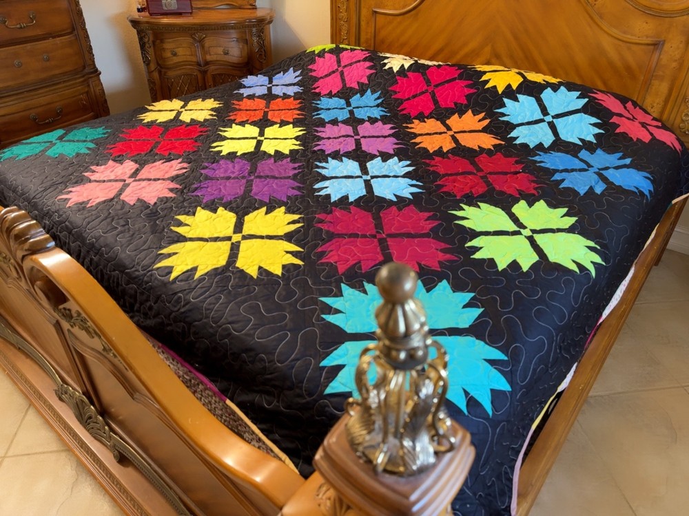 Bear paw Queen Size Machine Pieced And quilted Patchwork Quilt