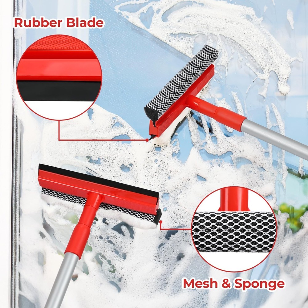 MAVRIZ Windshield Cleaner Tool 2 in 1 Car Window Squeegee with Extendable Han...