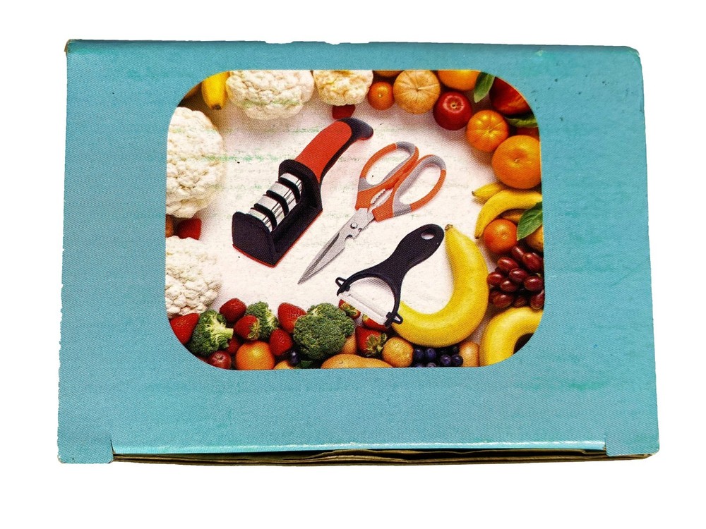 3 BOXES Household Trends Knife Sharpener +Multifunctional Kitchen Shears +Peeler