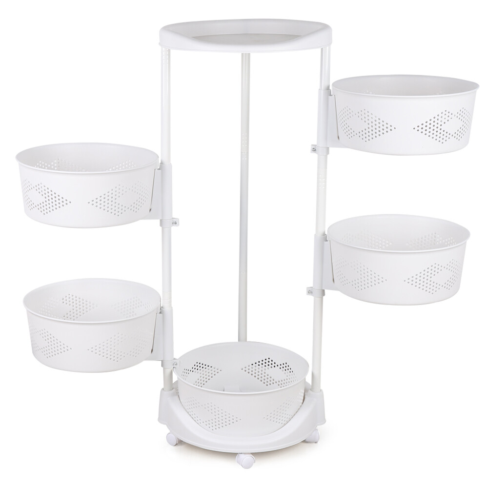 5 Tier Round Rotating Kitchen Storage Shelf Fruit Vegetable Storage Basket