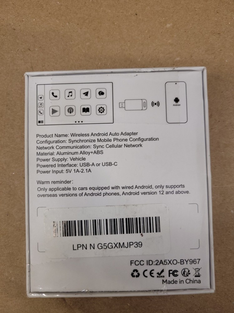 BY967D Wireless Android Auto Wireless Adapter