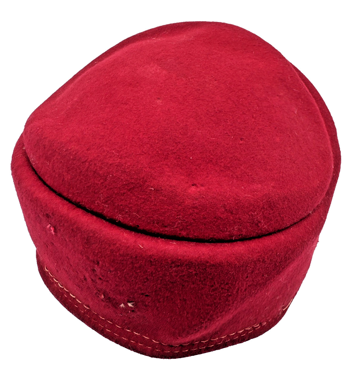 Vintage Merrimac Red Wool Pillbox Hat Made USA Womens Classic Retro