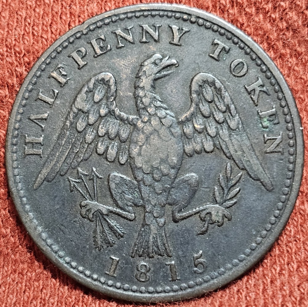 1815 Lower Canada Spread Eagle Half Penny Token LC-54D2 BR 994 Clockwise Wreath
