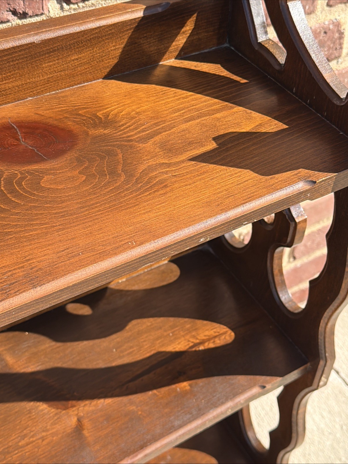 Antique 3 Shelf Wood Bookshelf, Victorian 37”L 33.5”H 9”D