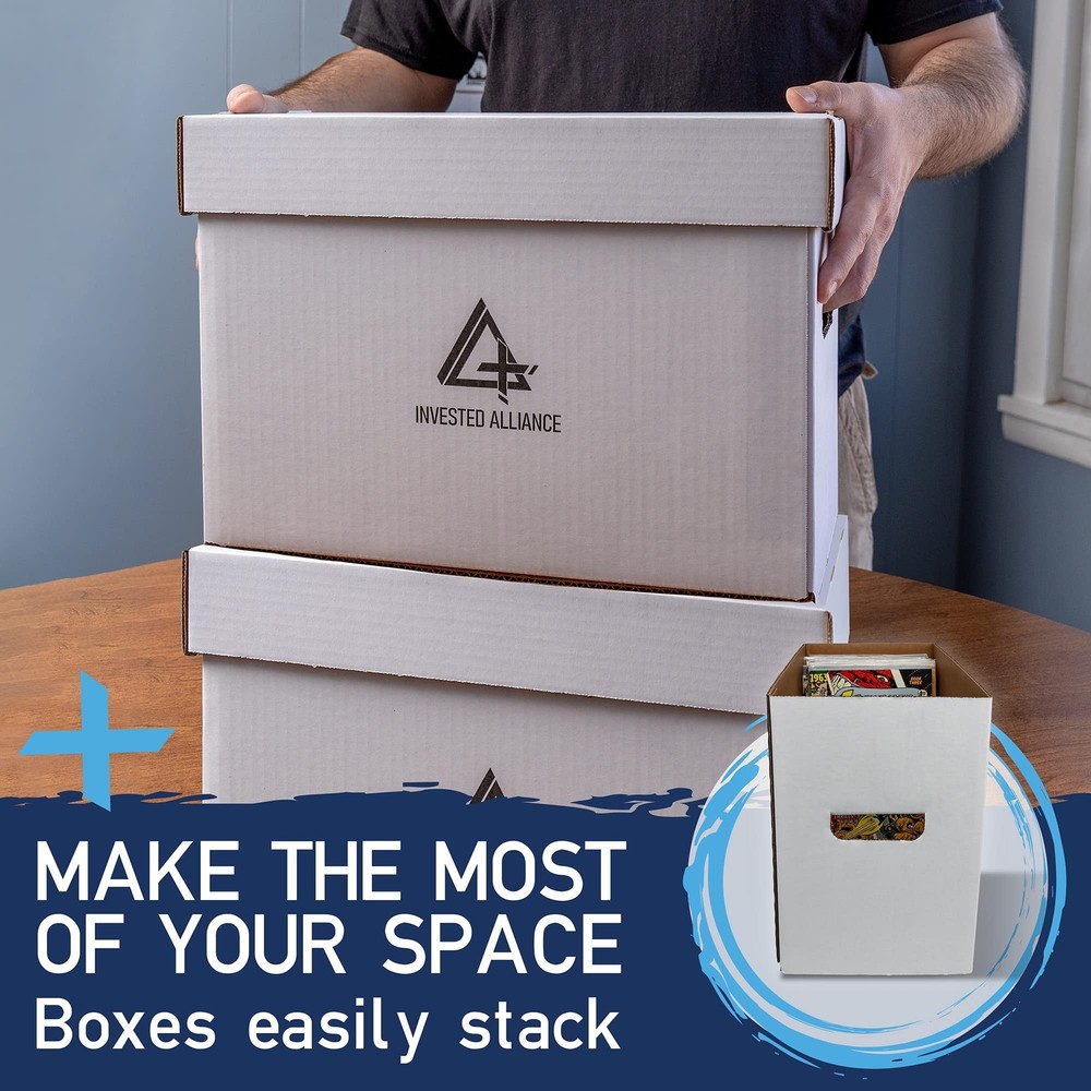 Premium Comic Book Storage Boxes | Short Cardboard Comic Book Box. Thick Whit...