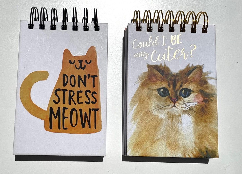 Eccolo Cat Meow Wired Binding Notepads Palm Size 2-Pack 6" x 4"