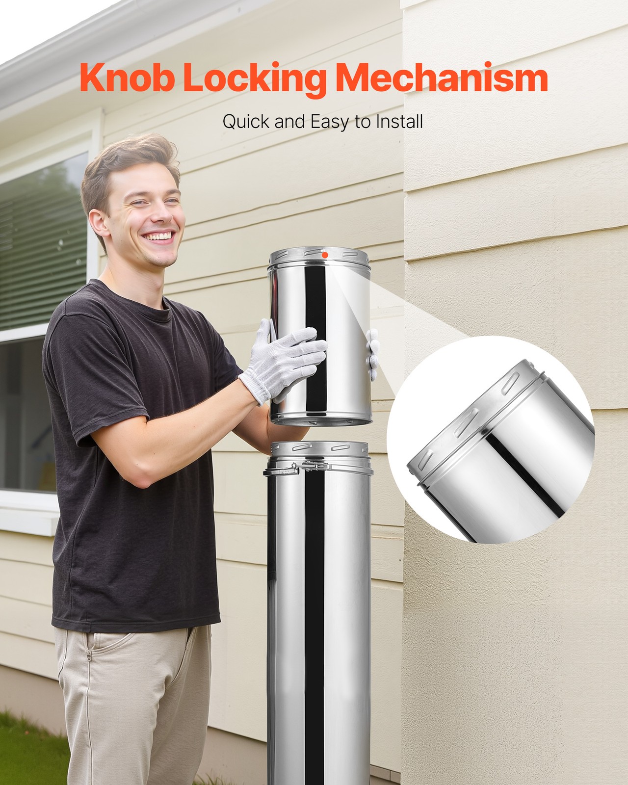 VEVOR 6 x 36 Inch Double Wall Insulated Chimney Pipe Stainless Steel Stove Pipe