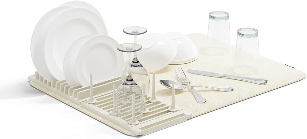 Umbra Udry Rack and Microfiber Dish Drying Mat-Space-Saving Lightweight Design