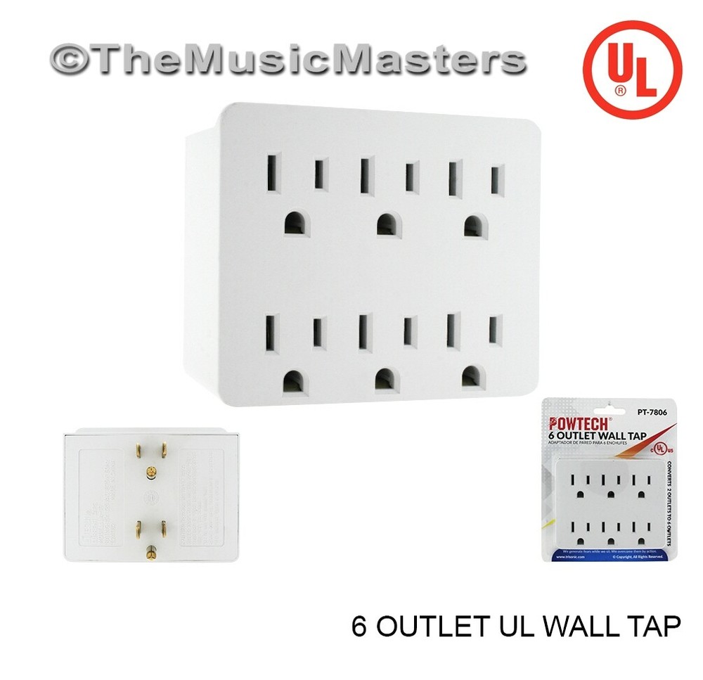 (2) Electrical Socket 6-Way Power Splitter 6 Outlet AC Wall Plug Adapter Cover