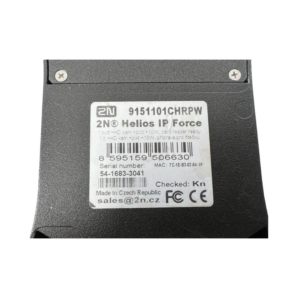 2N Helios IP Force Intercom 1 Button HD Camera Card Reader 9151101CHRPW Licensed